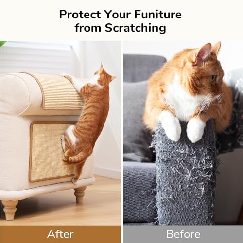 FUKUMARU 2 Packs Cat Scratching Mat, 19.6 x 11.8 Inch Cat Scratcher Pad - color: Beige-2 Packs 19.6 x 11.8 Inch
