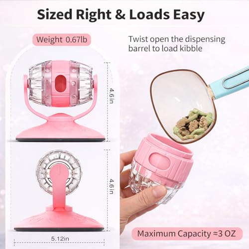 Cat Treat Dispenser Toy, Slow Feeder for Dry Food & Treats, Interactive Rotating Barrel Cat Toys for Indoor Cats &Puppies, Kitten Enrichment Funny Toy(Pink) - color: Pink