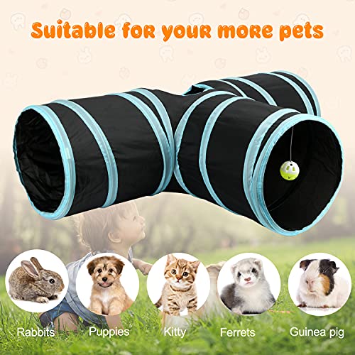 BWOGUE Bunny Tunnels & Tubes, 3-Way Collapsible Rabbit Hideout for Bunnies - color: Grey