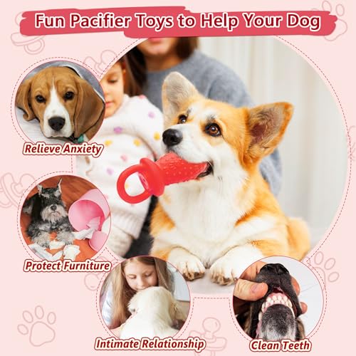 Latex Chew Dog Toys, Novelty Squeaky Pacifier Dog Toys, 5.2" Durable Pacifier Dog Chew Toys for Small and Medium Dogs(Red,1 Pcs) - color: Red