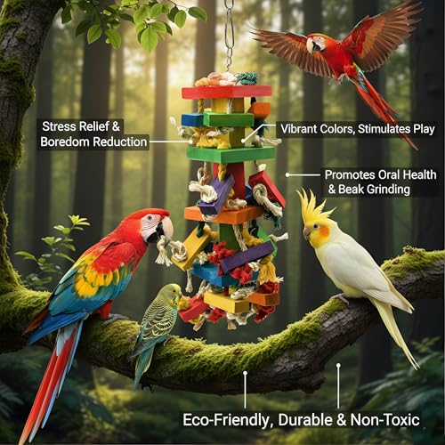 GPY Bird Toys for Parrot, Large Parrot Toys for Cage Macaws Cockatoos - color: Colorful