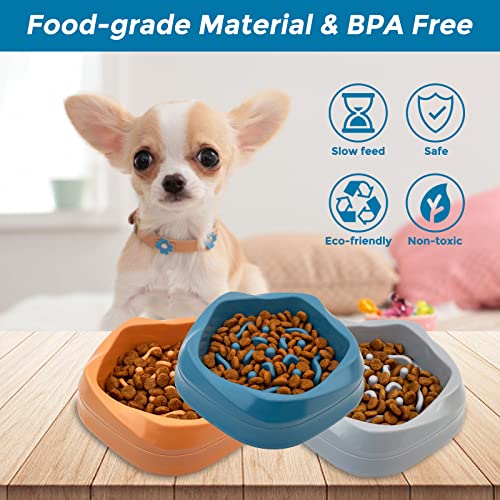 VANNON Slow Feeder Dog Bowls Non Slip Puppy Bowl Durable Dog Puzzle Feeder Bloat Stop Food Bowls for Puppy and Small Dogs, BPA Free, 2 Cups, Blue - color: D-Blue-Small-2Cups