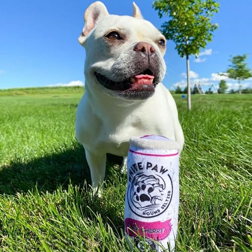 Haute Diggity Dog White Paw Can Plush Dog Toy, Drink Parody Chew Toys - color: WP - Bark Cherry (White, Purple, Black), size: One Size