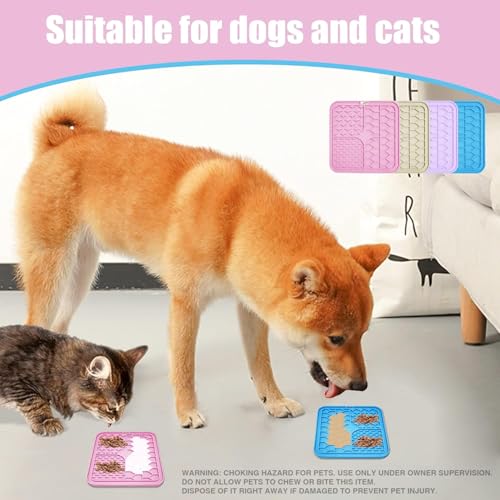 Lick Mat for Dogs and Cats，Cat Licking Pad with Suction Cups for Dog Anxiety Relief，Dog Peanut Butter Lick Pads for Dogs Perfect for Bathing Grooming,Slow Feeders for Dogs and Cats,4Pack