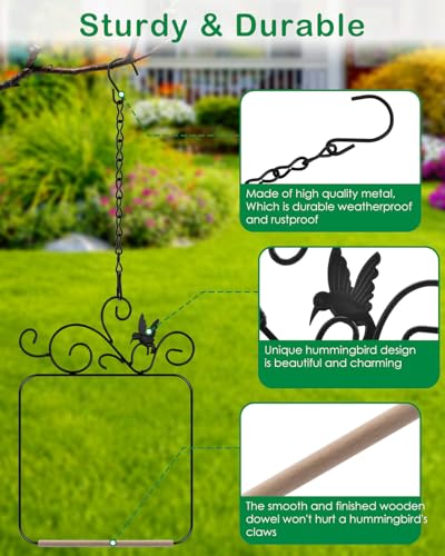 PACETAP Hummingbird Swings and Perches Metal Frame 2 Pack, Wild Bird Swing Outdoor Bird Perch with Wooden Dowel and 2 Hanging Chain for Hanging Indoor, Outdoor, Trunk, Lawn, Patio, Garden (Black) - size: 2 Pack Simple