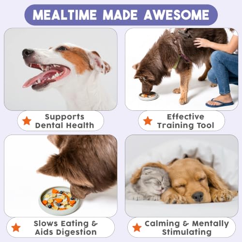 Large Lick Dish - Silicone Lick Mat + Slow Feeder for Cats & Dogs (Almond) - color: Almond, size: Large