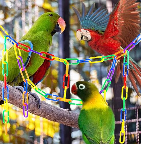 200Pcs Rainbow C-Clips Plastic Chain Links for Birds & Small Pets - color: Rainbow, size: 200Pcs