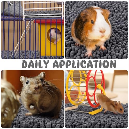 Amylove 4 Pcs Guinea Pig Cage Liner, 12 x 12 Inch, Dark Gray - color: Dark Gray, size: 12 x 12 Inch, style: Shaggy Chenille