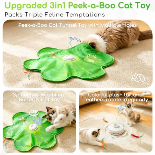 Interactive Cat Toys, Rechargeable with Auto Play and Bird Chirps - color: Green