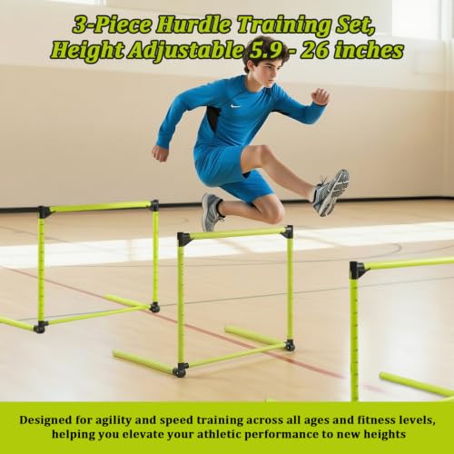 3Pcs Height Adjustable Hurdles Training Equipment, Speed Agility Kit