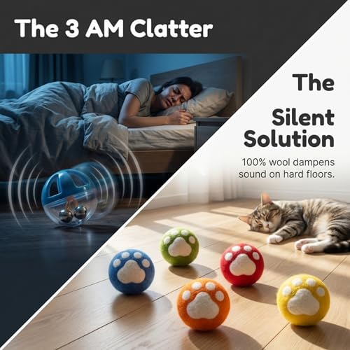 Glaciart One Catnip Wool Balls for Cats 5 Pack, Felt Cat Toys - color: Paw Design Balls