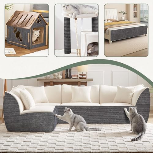 SEPAZON Cat Scratching Carpet Mat, Self-Adhesive Couch Furniture Protector - color: DarkGrey, size: 78.7x15.8Inch