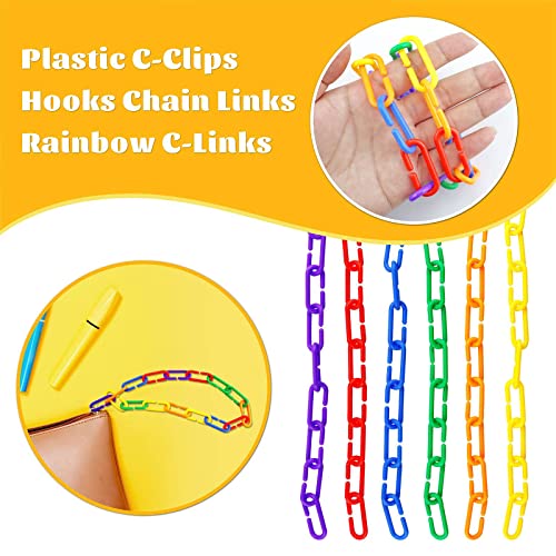 JIALEEY 100PCS Plastic Chain Links, Children's Learning Toy, Mix Color Rainbow DIY C-Clips Chains Hooks Swing Climbing Cage Toys for Bird Sugar Glider Rat Parrot - size: Bird, Rat
