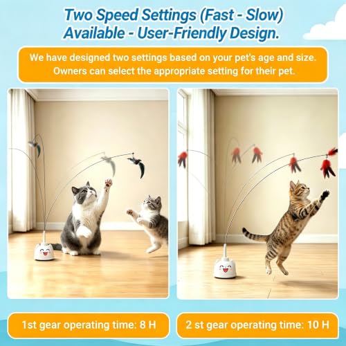 Interactive Cat Toys for Indoor Cats Toy Wand 360°Automatic Moving Cat Toys - color: White