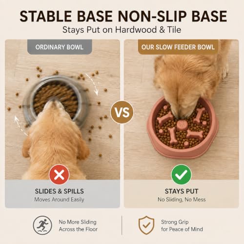 Slow Feeder Dog Bowl,Suitable for Small and Medium Breeds.Pink - color: Pink