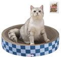 CSR1010B Nelson 20.13" Modern Cardboard Round Bowl Cat Scratcher with Catnip, Blueberry - color: Navy/Blue