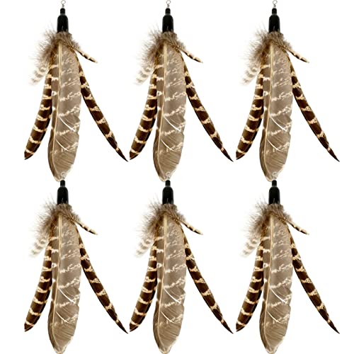 Cat Feather Toys Refills, 6 Pieces Handmade Da Bird Feathers Refill, Cat Wand Replacement Feather for Indoor Cats (C) - color: C-6 Pieces Feather Refills
