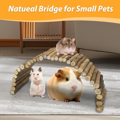 Hamiledyi Wooden Hamster Bridge Guinea Pig Tunnel Hideout Ramp Large Ladder - size: 19.7" L x 5.9" W
