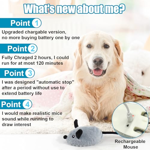 Interactive Dog Toys, Fake Mouse Moving Dog Toy with Automatic Sensor - color: Gray Remote Version