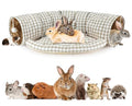 BWOGUE Bunny Tunnel Bed, 2-in-1 Collapsible Rabbit Tunnel Hideout with Mat - color: YellowPlaid