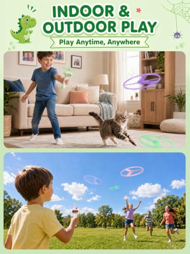 2PCS Outside Toys for Kids & Pets Electric Disc Launcher 6 Flying Spinners - color: Red and Green