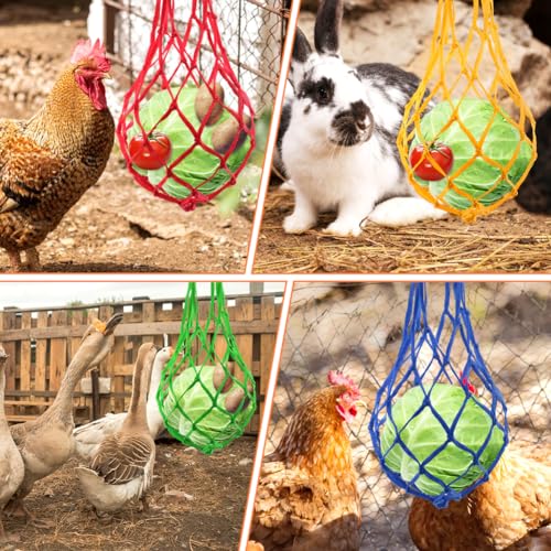 4 Pack Chicken Vegetable Hanging Feeder Mesh Veggie Holder Bags