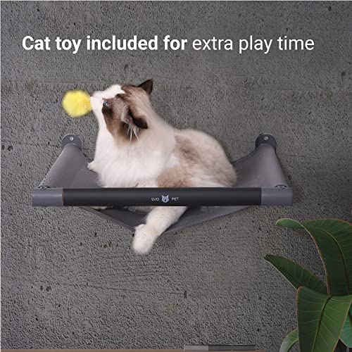 SVD.PET Cat Hammock Wall Mounted with Toy, Soft Padded & Comfortable Cover Premium Wall Furniture. Modern Design Cat Shelf. Supports up to 40 lbs (Comfy Plus, Dark Grey) - color: Dark Grey, size: Hammock - Comfy Plus