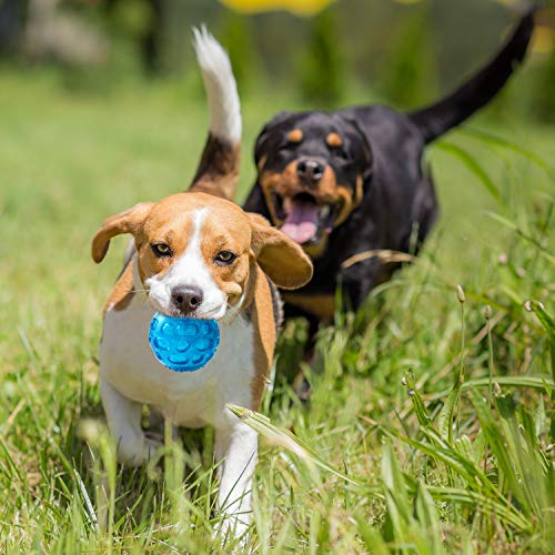 3'' Squeaky Dog Toy Balls for Lagre Medium Breed, Indestructible Dog Balls for Playing, Fetching & Retrieving, Durable Aggressive Chewers, 2 PCS Blue+Purple - color: Blue+Purple