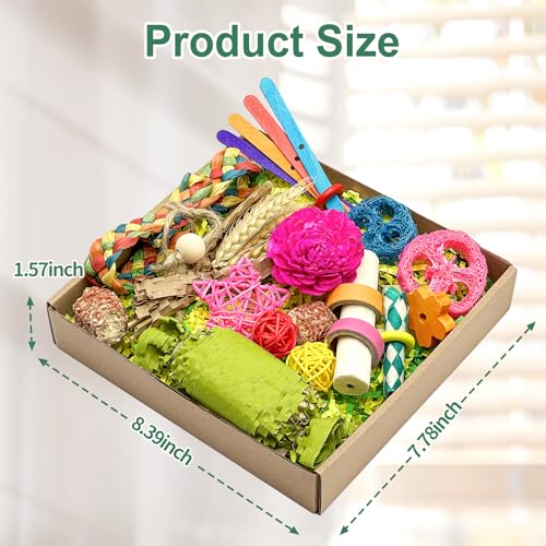 Natural Bird Toy Foraging Parrot Shredding Toys Box Conure Chewing Toys for Cockatiel Lovebird Parakeet Budgie Small-Medium Birds (Colorful) - color: Colorful