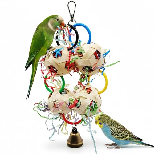 Bird Toy Bamboo Ball Shredded Paper Parrot Foraging Tearing Climbing