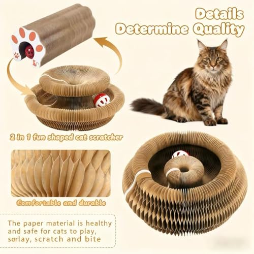 Cat Scratcher Toys for Indoor Cats - Kitty Kurlz Magic Organ Cat Scratcher Board, Cardboard Cat Scratching Board Ball Scratcher Pad - color: 1pc