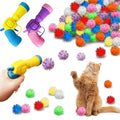 2 Cat Toy Launchers & 100 Glitter Cat Pom Pom Balls - color: Glitter