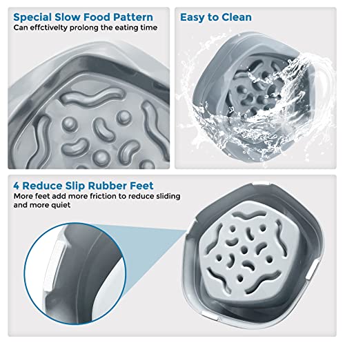 VANNON Slow Feeder Dog Bowls Non Slip Puppy Bowl Durable Dog Puzzle Feeder Bloat Stop Food Bowls for Puppy and Small Dogs, BPA Free, 2 Cups, Grey - color: E-Grey-Small-2Cups