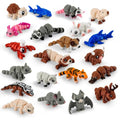 21 Pack 3D Printed Mini Animal Toys Flexible Articulated Desk Fidget Set - size: Mini Animals, style: 21 PCS