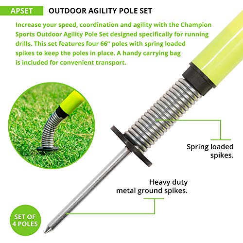 Champion Sports Agility Training Pole & Hurdle Sets – Speed, Footwork & Coordination Drills, Indoor/Outdoor PVC Poles - style: Outdoor Agility Pole Set