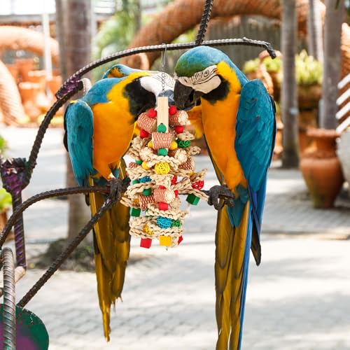 Soulchen 4 Pcs Extra Large Bird Parrot Toy Set, Natural Wooden Chewing Toy - style: Wooden Block