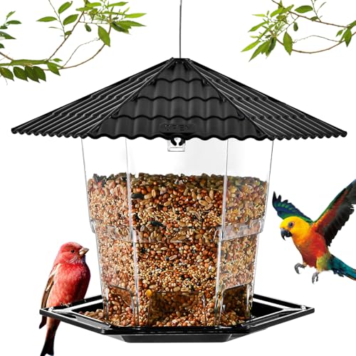 Jealoeur Bird Feeders for Outdoors Hanging Birds Feeder Wild Birds Seed, Black 2 Pack B - color: Black 2 pack