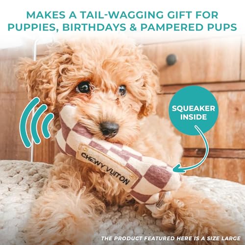 Haute Diggity Dog Chewy Vuiton Bone Plush Dog Toy, Designer Parody Toy - color: Brown Bone, size: Large