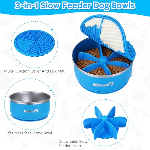 Slow Feeder Insert Dog Bowl 8 Cups Stainless Steel with Lick Mat