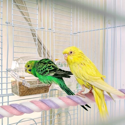 M METERXITY 2-Pack Rope Perches for Bird Cages, 31.5 in Length Comfort Grip Flexible Rope Perch Beak & Paw Grinding for Parrots/Cockatiels/Parakeets, Bird Platform Sand [Pink Purple] - color: Pink Purple, size: 31.5 in