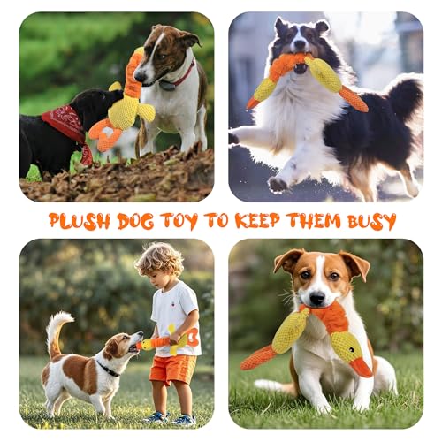TwoEar Duck Dog Toy with Crinkle Paper, Interactive Tug of War Dog Toy