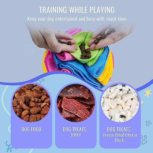 Pet Snuffle Ball, Puzzle Sniffing Interactive Dog Ball for Blind Dogs Training Stress Relief Dog Enrichment Toys Treat Machine Washable (15cm, New Rainbow Color) - color: New rainbow color, size: 15cm
