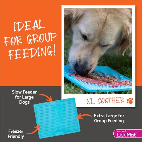 LickiMat X Large Breed Soother Dog Lick Mat Dog Calmer Slow Feeder, Anxiety Reliever Alternative to Puzzle Toys, Slow Feeding Bowls. Use Peanut Butter, Wet, Raw, Mixed Food, Healthy Treats - Turquoise - color: Turquoise