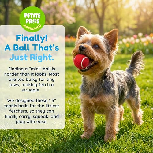 Squeaky Mini Tennis Balls for Small Dogs Puppy - 1.5 Inch - 6 Pack - Dog Toys for Small Dogs, Training Positive Reinforcement, Interactive Fetch Tiny Squeaker Balls for Ball Launcher - size: 1.5", style: 6 Pack