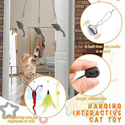 Charniol 8 Pcs Interactive Cat Feather Toys, Indoor Hanging Retractable Cat Toys, Dragonfly Little Mouse Interactive Teaser Toy Kitten Toy for Self Indoor Play Make Fun Chase Exercise, 6 Styles - style: Diverse