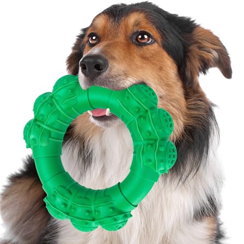 Indestructible Dog Chew Toys for Aggressive Chewers, Super Dog Chewer Toys for Medium Large Dogs, Interactive Dogs Ring Toy, Heavy Duty Teething Toys - color: Dark Green
