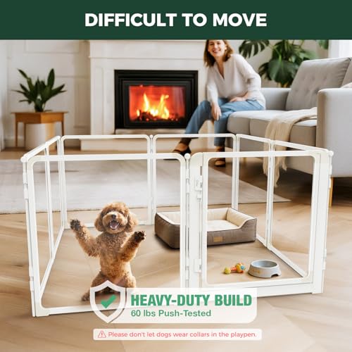 FXW AuraSpace Pro Clear Acrylic Indoor Dog Playpen, 24" H, 8 Panels - color: White, size: 24"H