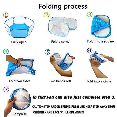 Small Animals Tent,Reptiles Cage,Breathable Transparent Pet Playpen Pop Open Outdoor/Indoor Exercise Fence,Portable Yard Fence (Upgrade Blue) - color: Upgrade Blue