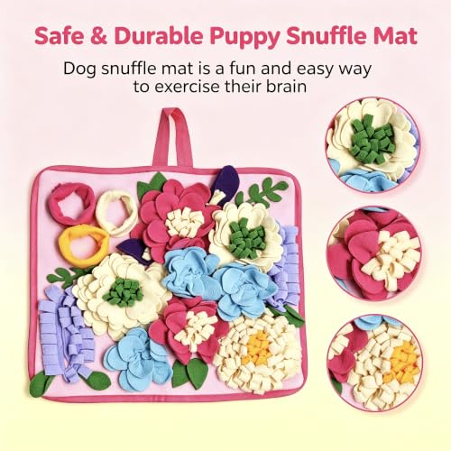 Snuffle Mat for Dogs, Slow Feeder Dog Puzzle Toy, Pet Enrichment Mat - size: 15"L x 15"W