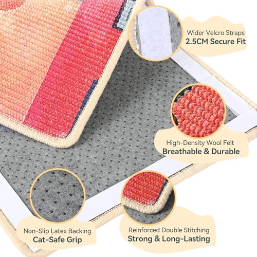 Sisal Cat Scratcher Mat Cat Scratching Pad with Adhesive Tape 23.6x15.7'' - color: PinkRomance